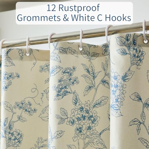 Warmstar Hydrangeas Blue Floral Shower Curtain Water-Resistant 72x72 Inches