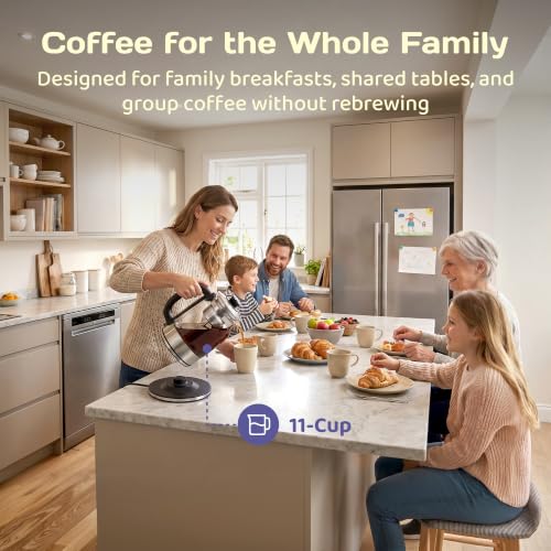 Electric Coffee Percolator with Glass Pot and Stainless Steel Filter - 11 Cups