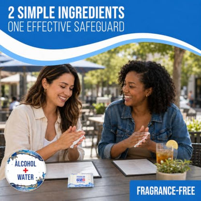 Mini Hand Sanitizer Wipes 8 Pack - Alcohol Wipes Travel Disinfectant, Fragrance-Free, 48 Total