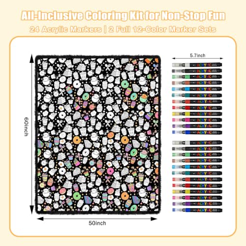 DIY Coloring Blanket for Adults & Kids - Desserts Variation 50x60 Inch