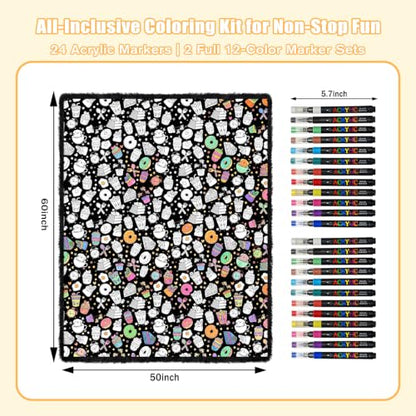 DIY Coloring Blanket for Adults & Kids - Desserts Variation 50x60 Inch