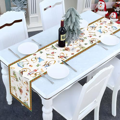 12 Days of Christmas Table Runner Holiday Celebration Decor Picnic Kitchen