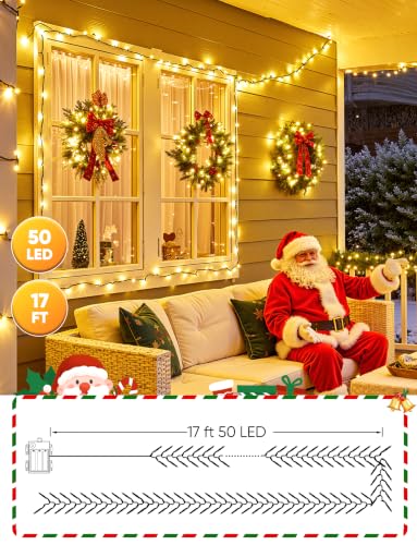 Warm White Battery Operated Christmas String Lights 17FT 4 Pack