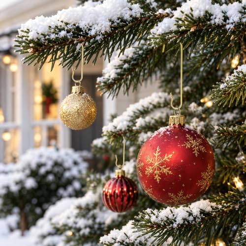 Gold Ornament Hooks Set 100pcs for Christmas Trees - Small & Large Size with Storage Box