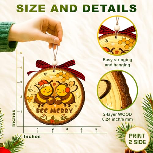 Bee Merry Christmas Ornament - Cute Honey Bee Decor for Holiday Tree