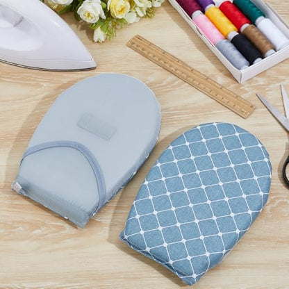 Blue Mini Handheld Ironing Board with Heat Resistant Waterproof Mitt - Portable Garment Steamer Accessory