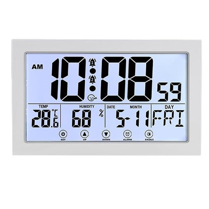 NEWMINDLTD Pronoia Atomic Clock with Indoor Temperature & Humidity - Self-Setting Digital Wall/Desk Clock, White