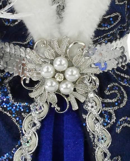 Windy Hill 16-Inch Mrs. Claus Blue Holiday Figurine - Blue Sequin Dress