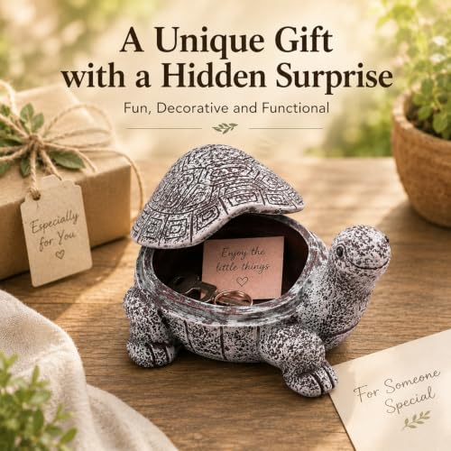 Large Brown Weatherproof Turtle Hide a Key - Outdoor Discreet Garden Security
