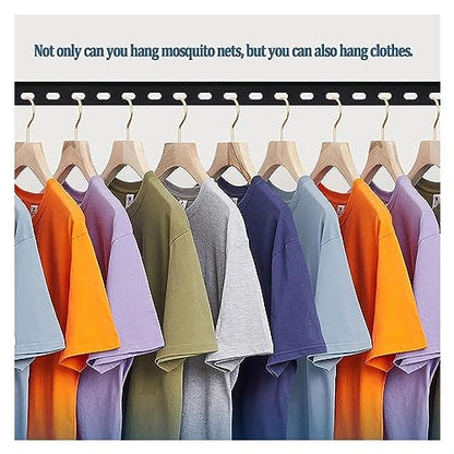 Black California King Mosquito Net Bed Frame Brackets Canopy Poles - Stainless Steel