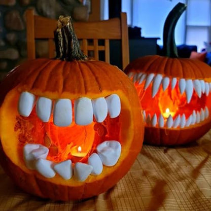 Monster Grin Pumpkin Teeth Kit - DIY Halloween Pumpkin Face Decorations, A2 Variation