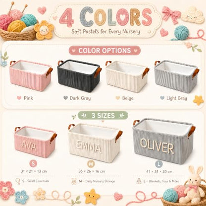 Personalized Baby Storage Basket with Name and Style 01 - Nursery Organizer