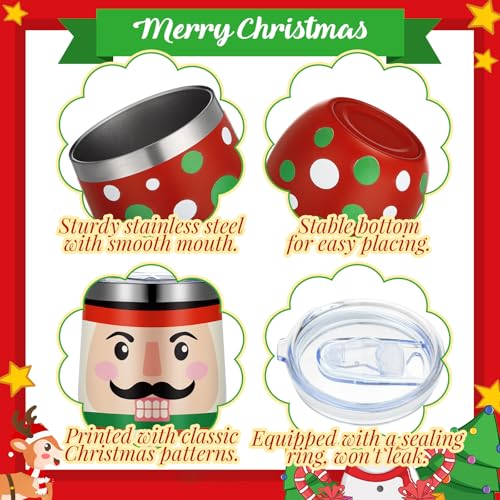 12 Pack Christmas Stainless Steel Insulated Wine Tumblers with Lids & Straws