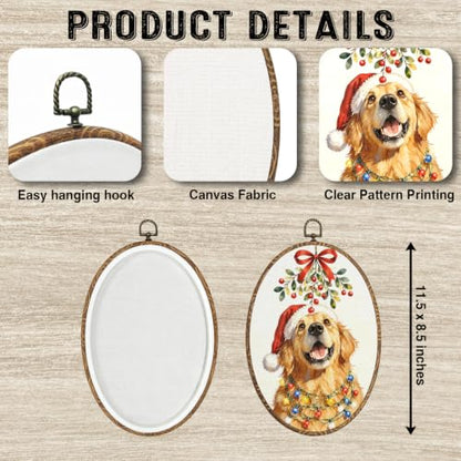 Christmas Golden Retriever Wall Art Decor - Red Bow, 8.5x11.5 Inch - Holiday Dog Wall Hanging - Seasonal Home Decor with Variation: Golden Dog