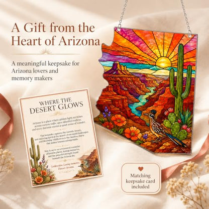 Arizona State Acrylic Ornament - Southwest Desert Cactus & Canyon Landscape - Arizona Souvenir - ZIPZINO - Variation of THIS listing