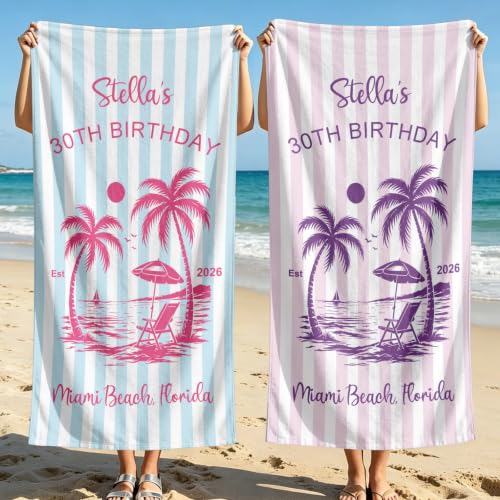 Personalized Microfiber Beach Towel with Style-3 for Bridal Party & Vacation