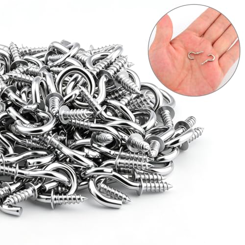 Senkary Silver Small Screw-In Hooks for Hanging - 120 Pieces, 1/2 Inch