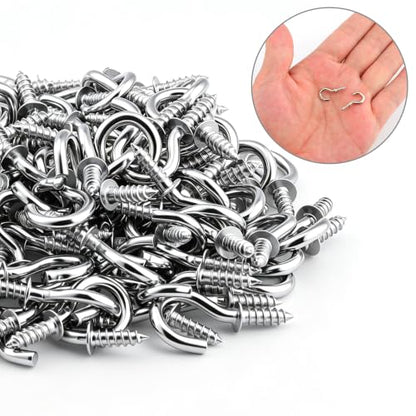 Senkary Silver Small Screw-In Hooks for Hanging - 120 Pieces, 1/2 Inch