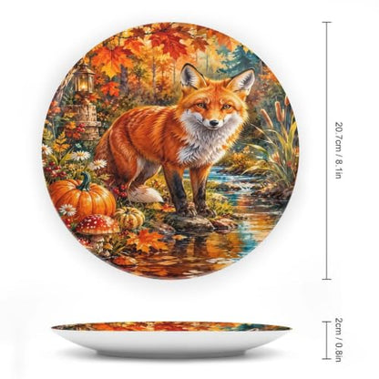 Autumn Maple Leaf Pumpkin Bone China Decorative Plate 8in with Variation Style-7 / 8inch