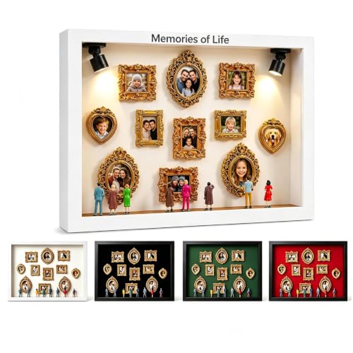 Rectangular Personalized Christmas Mini Museum Kit DIY Shadow Box with Mini Picture Frames