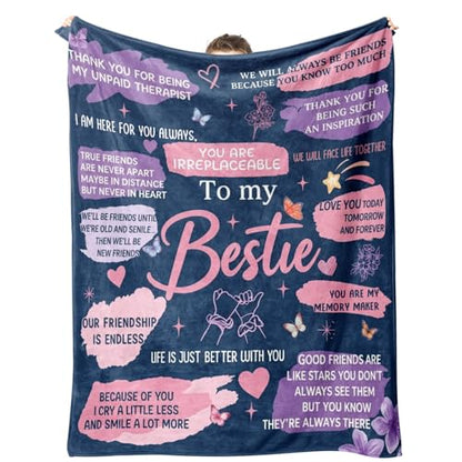 Navy Best Friend Throw Blanket - 50x60 Inches for Women & Bestie Gift