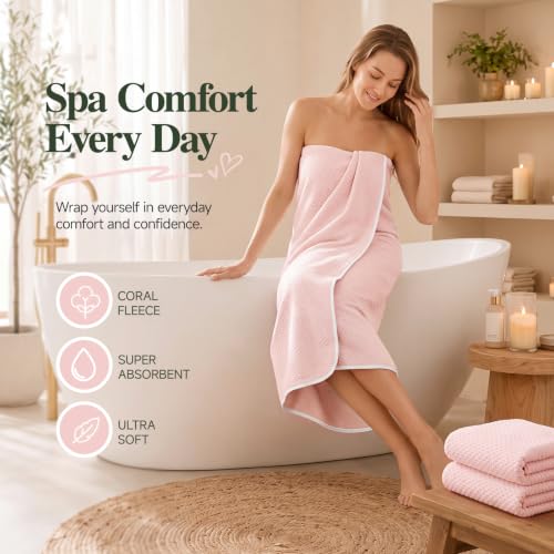 Microfiber Bath Sheet 35x70in Pink - Quick Dry & Soft Spa Towel - Pink02