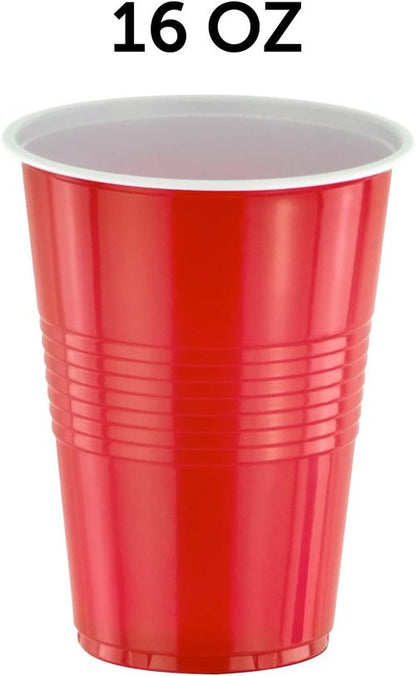 DecorRack 50 Count Red Party Cups - 16 oz BPA-Free Plastic, Stackable & Reusable for Any Event