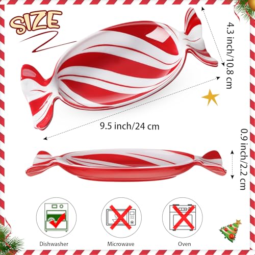 Teenyyou 8 Pcs Candy Shaped Melamine Serving Plates - Christmas Peppermint Design