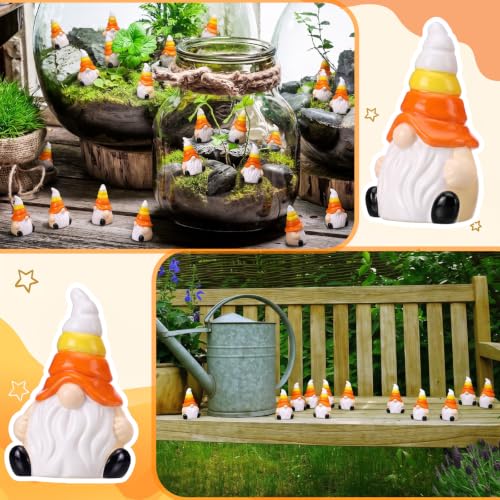 Mini Fall Gnomes Candy Corn Decor - 50 Pcs Thanksgiving Figurines Variation of Fall Gnomes