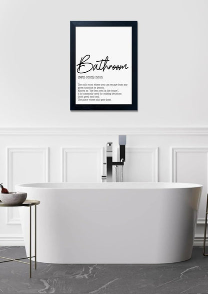 Regine Switzerland Black and White Bathroom Rules Print - Modern Framed Wall Art for Guest Toilet Decor