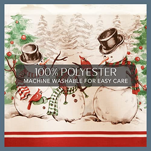 Snowman Winterland Holiday Oval Tablecloth 84 x 60 Inches - Multicolor