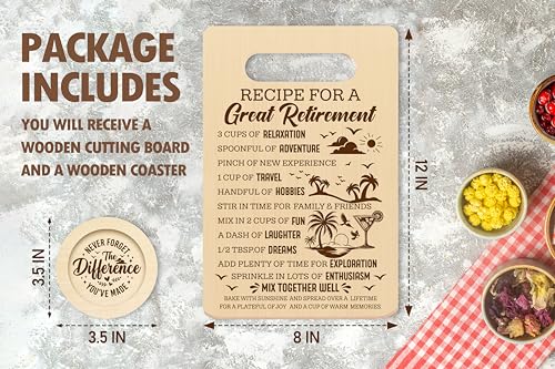Recipe For A Great Retirement Cutting Board & Coaster Set - Gift for Teachers
