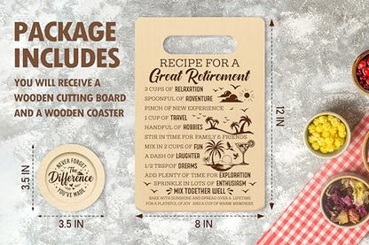 Recipe For A Great Retirement Cutting Board & Coaster Set - Gift for Teachers