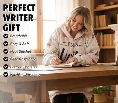 Writer Gift Blanket Hoodie - Super Soft Flannel Wearable Throw for Cozy Comfort