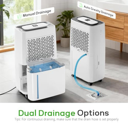 White 81 Pint Basement Dehumidifier with Drain Hose - 5500 Sq.Ft Capacity