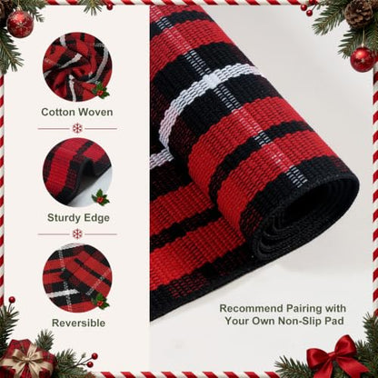 Christmas Buffalo Plaid Rug 2x4.3 Feet Front Door Mat - Red, Holiday Decor