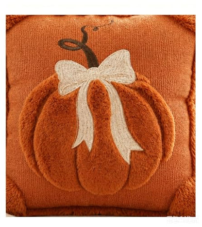 Big Pumpkin White Fall Decorative Pillow Covers 18x18 Set of 2 - Autumn Thanksgiving Halloween Home Decor