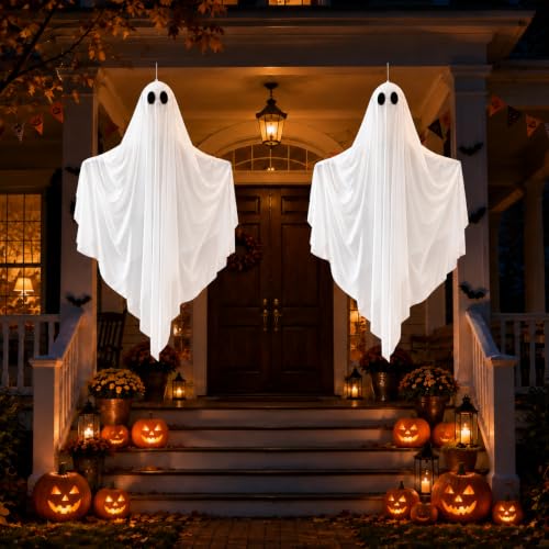 4 FT Hanging Ghost Decorations - Halloween Decor Indoor Outdoor 2 Pack