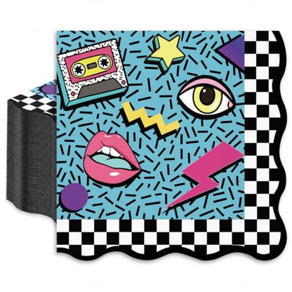 Retro Hip Hop Party Napkins 50 Pack - 80s 90s Cocktail Table Decor