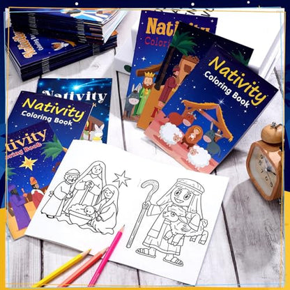 Nativity Coloring Book Set - 72 Mini Bible Themed Party Favors - Variation of THIS listing