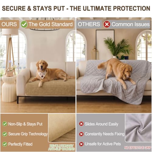 Waterproof Couch Cover for Dogs - Non-Slip Pet Sofa Protector, 36x71 Inches - Camel, 1 Piece