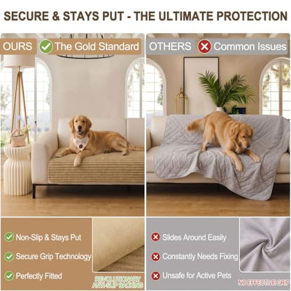 Waterproof Couch Cover for Dogs - Non-Slip Pet Sofa Protector, 36x71 Inches - Camel, 1 Piece