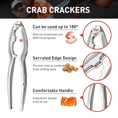 Red Crab Crackers and Seafood Tools Set - 10PCS Professional Kitchen Utensils