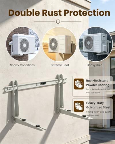 White Mini Split Wall Mounting Bracket 396 lb Capacity for 7000–12000 BTU AC