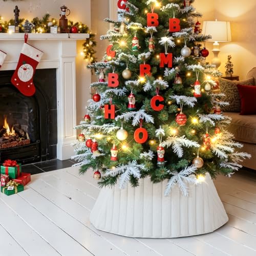 Christmas Tree Collar Plush 30 Inch White Tree Stand Cover Xmas Decor