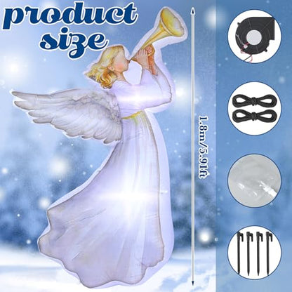 Large Outdoor Christmas Inflatable Angel Decorations with LED Lights, 5.91ft Set