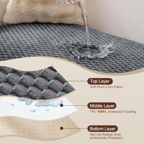 Waterproof Couch Cover for Dogs - Washable Non-Slip Sofa Protector - Dark Grey 35" x 70.9"