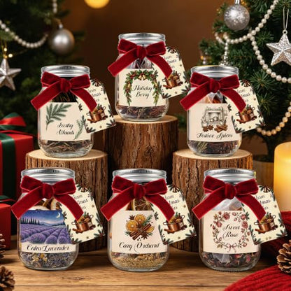 Christmas Potpourri Set with Jars - 6 Fragrance Blends for Festive Aromas