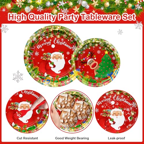 Christmas Disposable Paper Plate and Napkin Party Set for 24 Guests