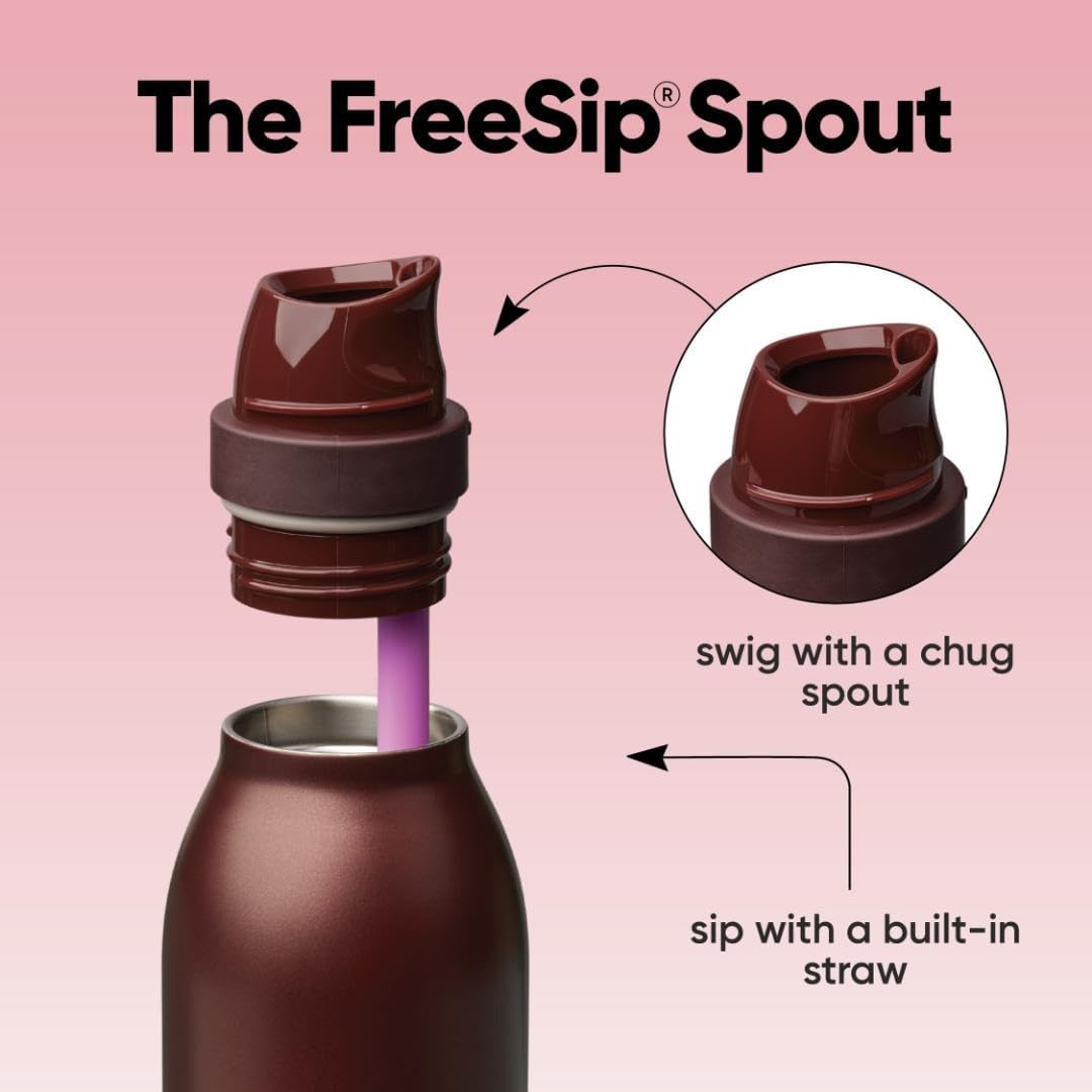 Owala FreeSip Twist Insulated Stainless Steel Water Bottle - BPA-Free, 24 oz, Black Cherry | Perfect for Sports & Travel